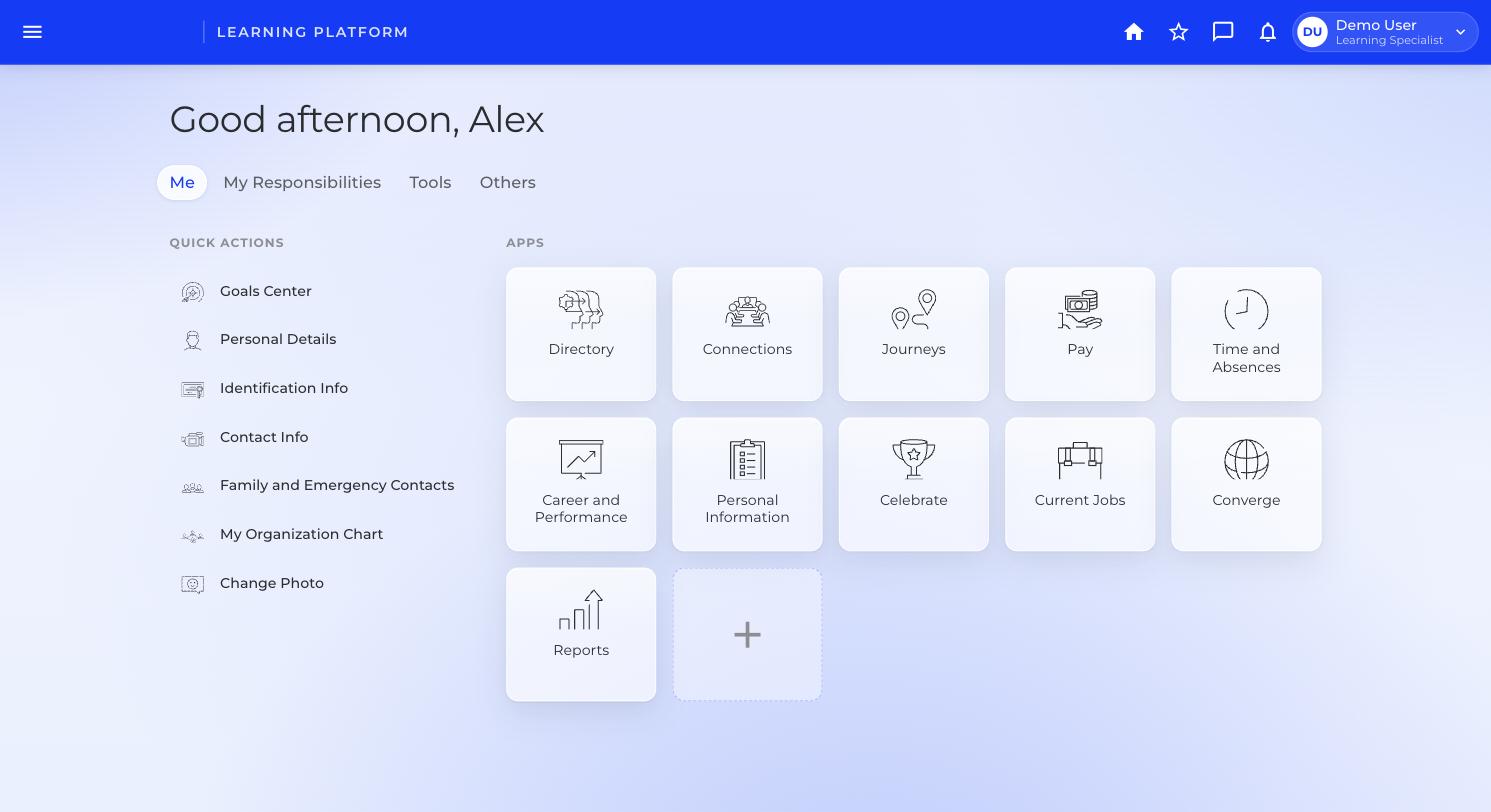 Learning Platform interface